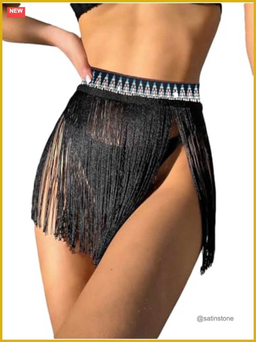 High Waist Fringe Trim Party Mini Skirt with Stretch